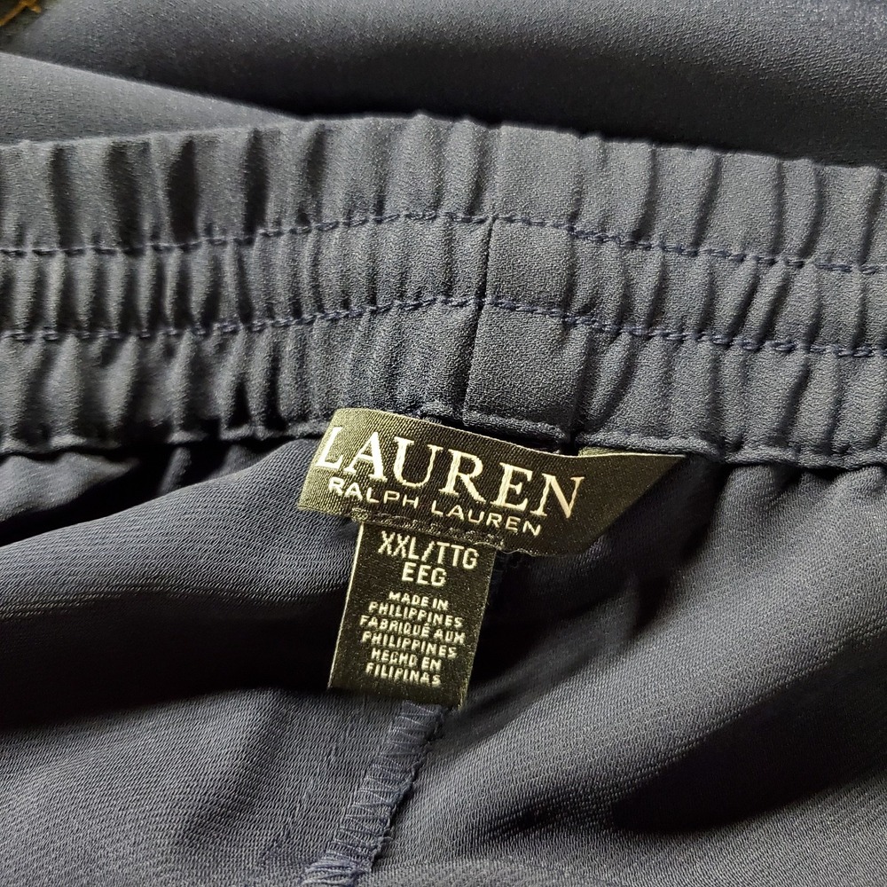 Lauren Ralph Lauren Black Label Wide Leg Pants Women XXL Side Stripe Lounge - Picture 3 of 10